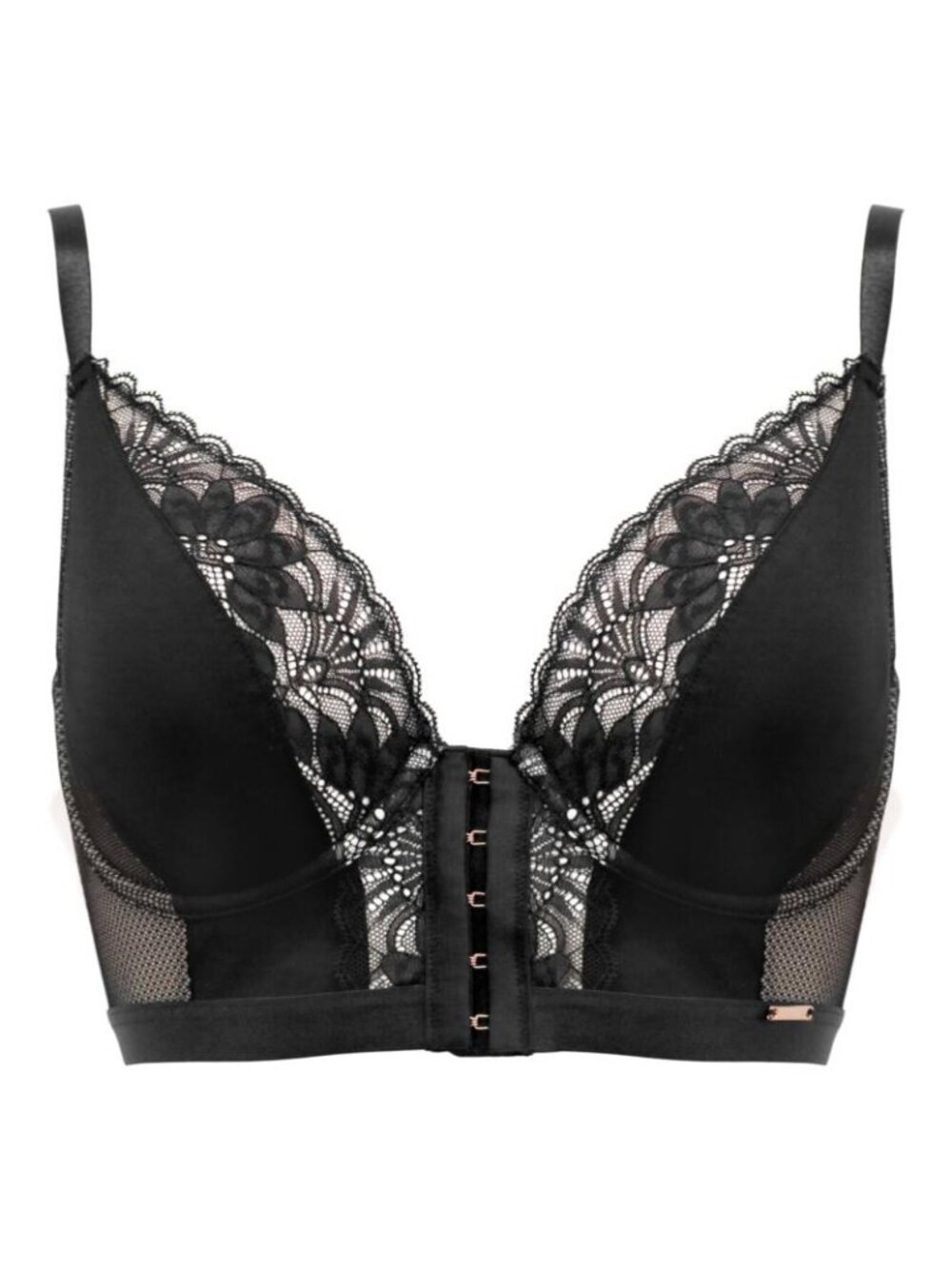 Pour Moi India Gatsby Lace Front Fastening Bralette Black Lace - Size 32I